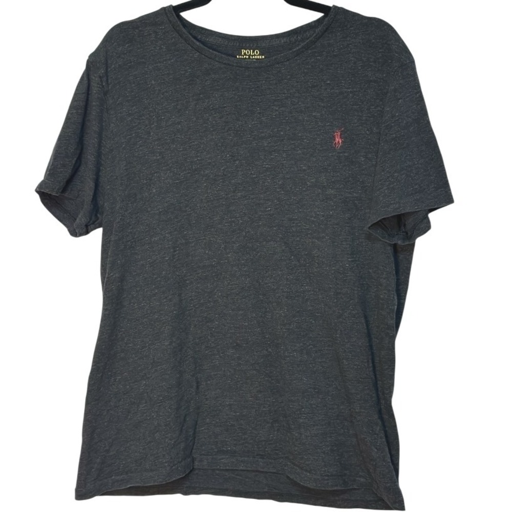 Polo Ralph Lauren Knit T-Shirt Heathered Black Casual‎ Crew Neck Short Sleeve L